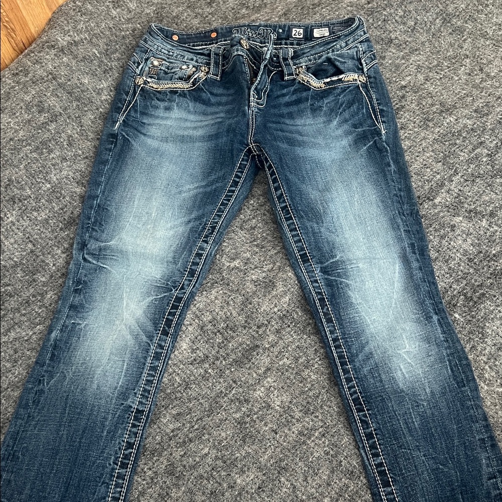 Miss Me Blue Denim Jeans with Silver Accents